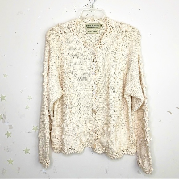 CLAIRE Kennedy cream Hand knit bobble cardigan - Picture 6 of 13